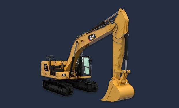 Tracked excavator with mulching head attachment